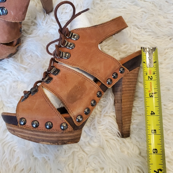 ALDO|Womens Tan Lace Up Heels| size 37 - Picture 5 of 11